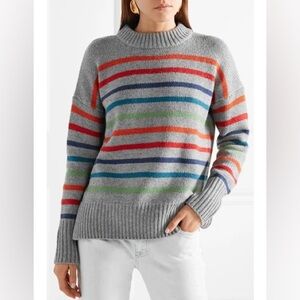 La Ligne Gray and Red Crew Neck Sweater with Stripes